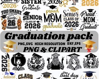 Senior 2026 Svg Bundle for Cricut, Class of 2026 Graduation Png, Senior Grad Svg Cut Files, Graduation Cap Design, Printable Jpg,Vinyl Decal