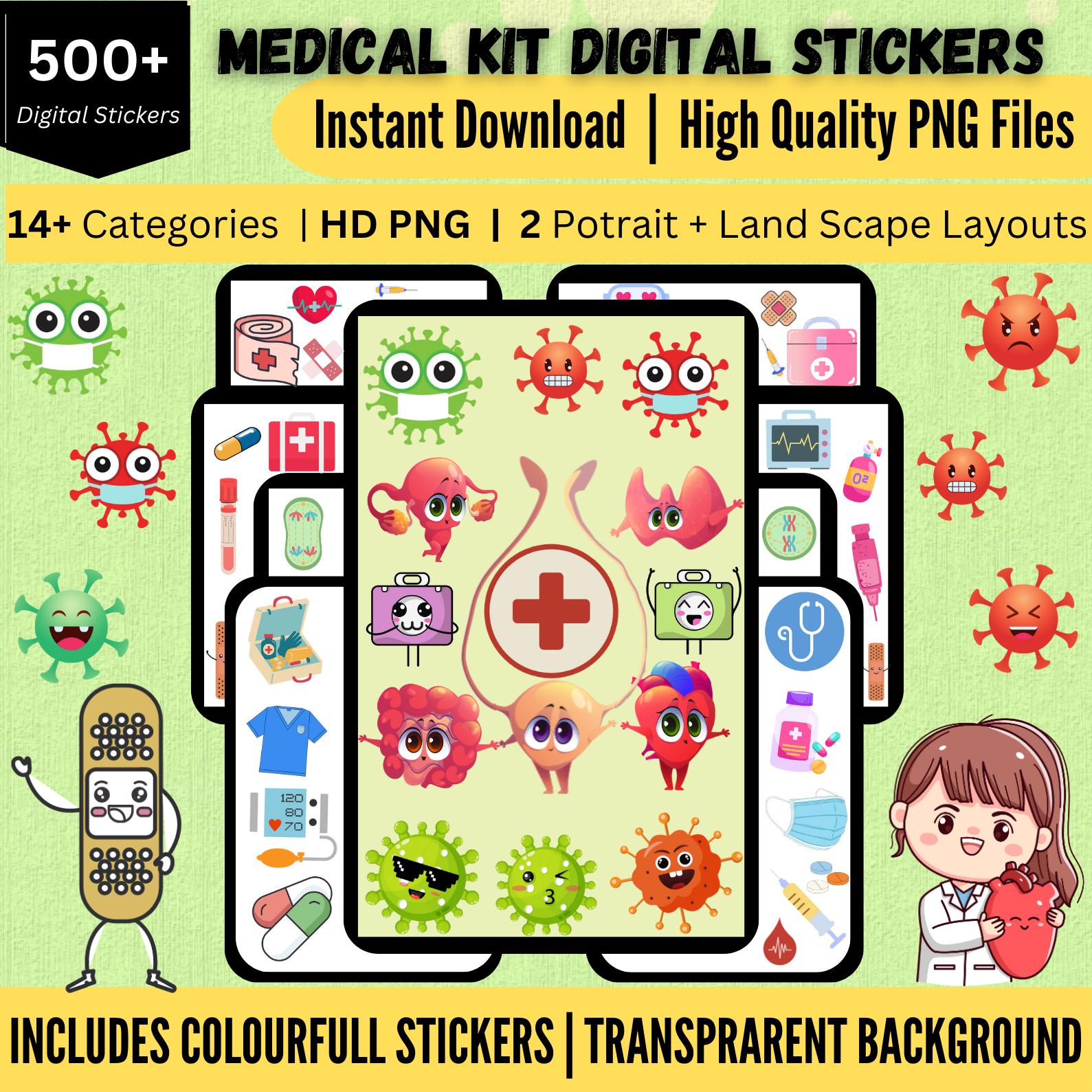 500+ Medical Stickers Bundle: Nurse Planner, Scrapbooking (Goodnotes File)
