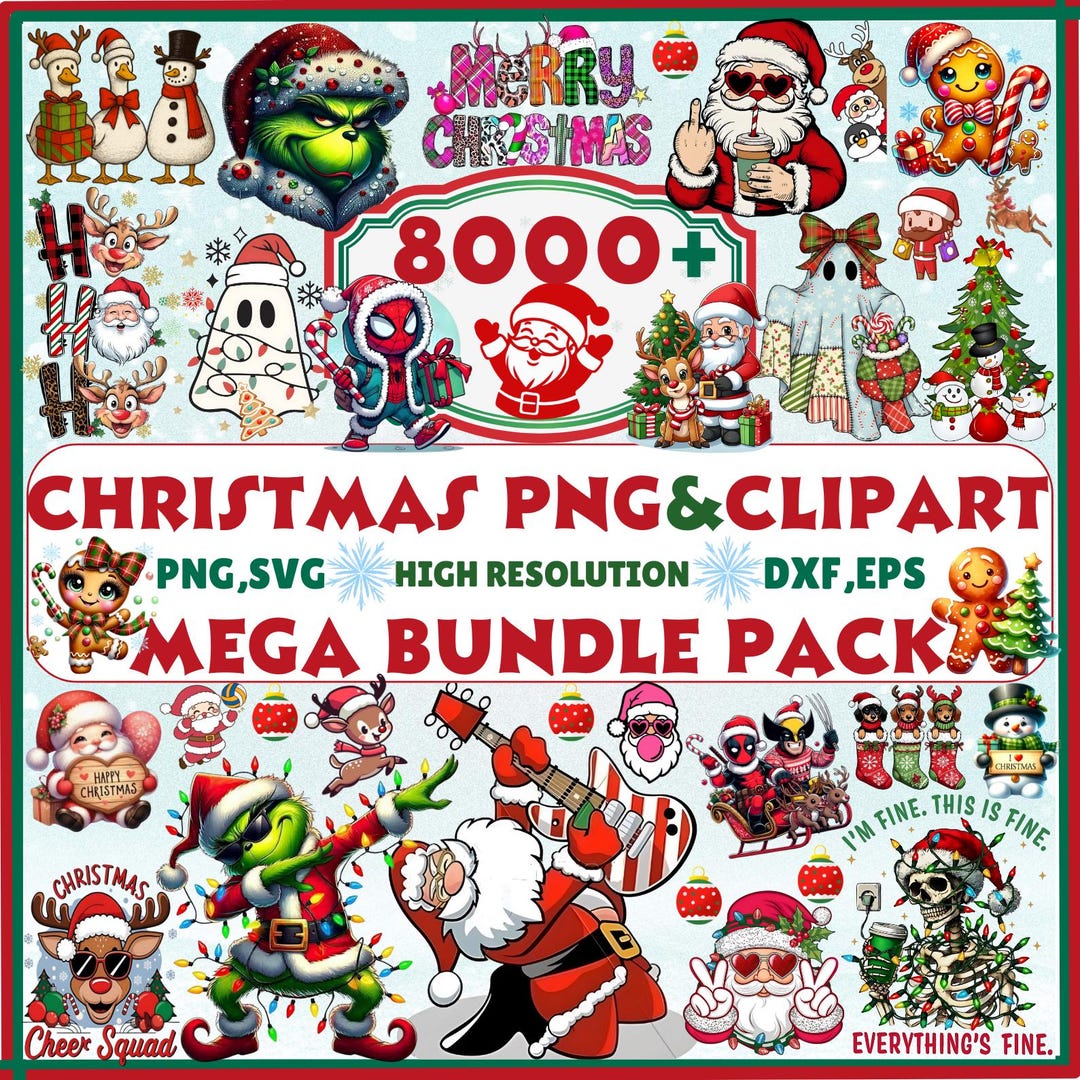 8,000+ Christmas PNG Mega Bundle | Merry Christmas Designs | Grinch ...