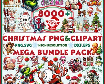 8,000+ Christmas PNG Mega Bundle | Merry Christmas Designs | Grinch, Santa, Gnomes | Sublimation, Tumbler, Wall Decor, Tshirt | Mug, Decals