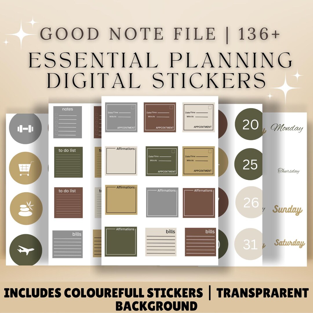 Essential Digital Planner Stickers: Functional Planning for Goodnotes ...
