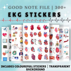EKG Digital Stickers for Goodnotes, Updated 2025-26, Medical Student Stickers, Anatomy Digital Sticker, Cute Medical Stickers,Hospital theme