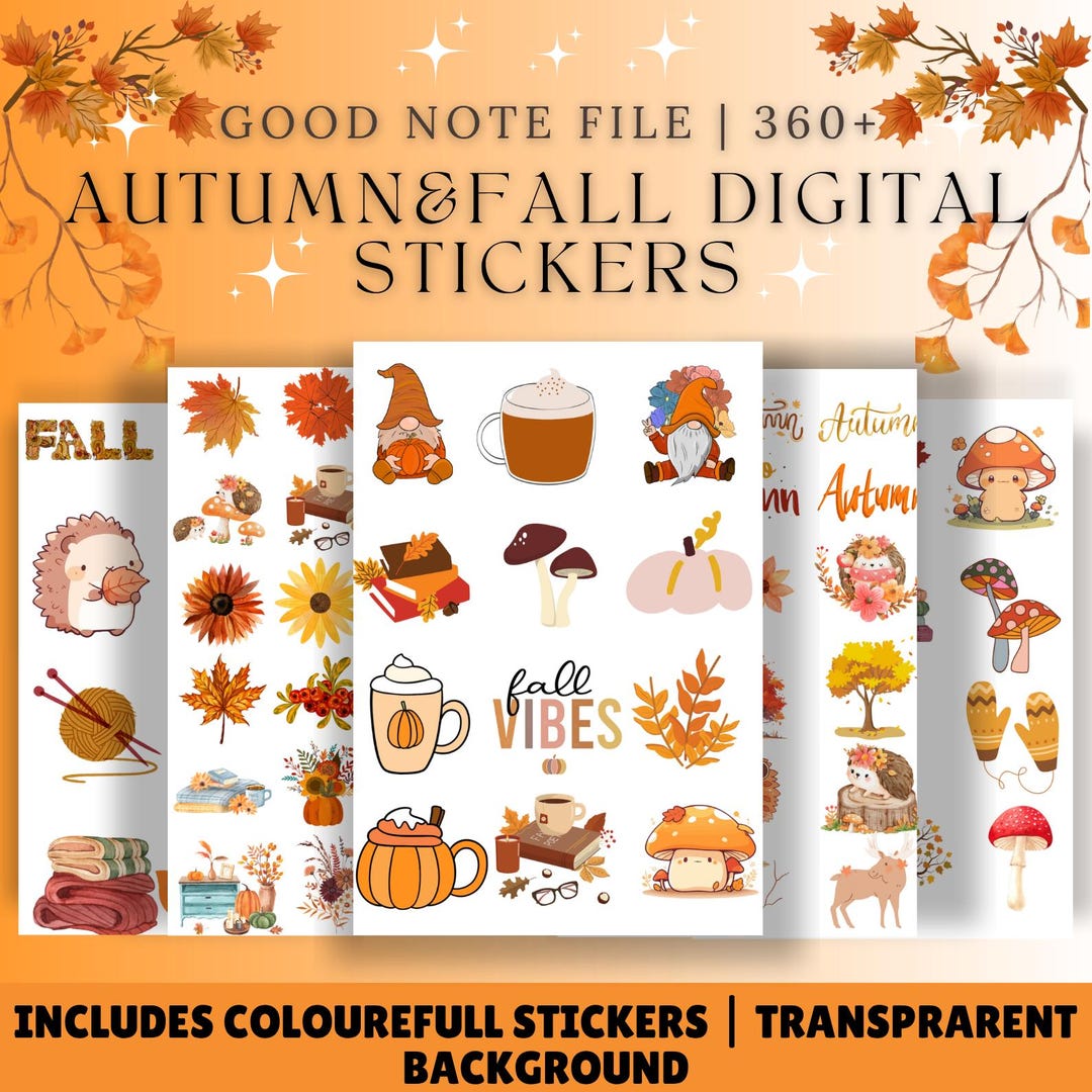 Autumn Digital Stickers Bundle: Cozy Fall Planner, Goodnotes PNG ...