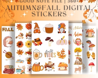 Autumn Digital Stickers Bundle: Cozy Fall Planner, Goodnotes PNG (Digital Download)