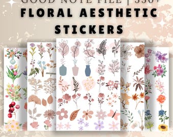550+Aesthetic Floral Digital Stickers, Floral Planner Stickers, Updated 2025-26, Botanical Stickers, GoodNotes Flower Stickers, Pre Cropped