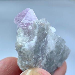 Purple Spinel Crystal with Calcite on Matrix