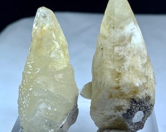 Rare Dogtooth Calcite Twin Crystals – Unique Yellowish Terminations