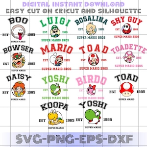 Mario Bros SVG Bundle, Mario und Freunde Vektor-Designs, Luigi Png, Cut File Cricut