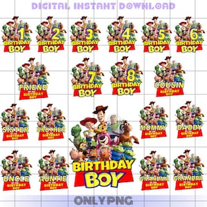 Toy Story Birthday Boy Png Bundle, Familien Geburtstag Png, Geburtstag Clipart, Geburtstagskind Png, Es ist mein Geburtstag