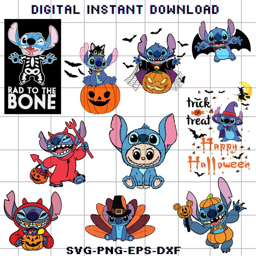 Cute Stitch Halloween Svg Bundle, Stitch Horror Png Bundle, Cartoon ...