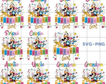 Family Matching Birthday Girl Svg Bundle, Cute Mouse Birthday Svg Digital File, Disney Family Birthday Png, Birthday Girl Svg, For Cricut