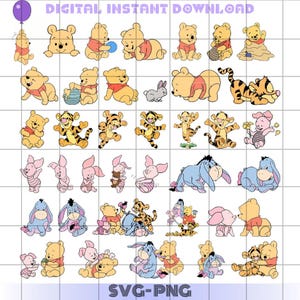 Baby Winnie The Poog Svg Bundle, Baby Piglet Svg, Cute Baby Tigger Svg , Baby Eeyore Png, For Cricut, Silhouette Vector Svg Png