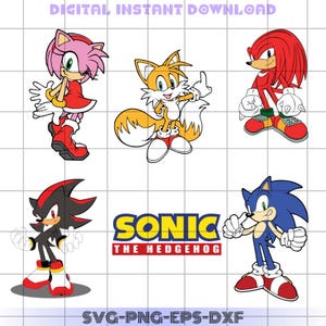 Sonic the Hedgehog Bundle geschnitten Datei, Sonic Face Design, Sonic Charaktere geschnitten Datei, mehrschichtige geschnitten Datei