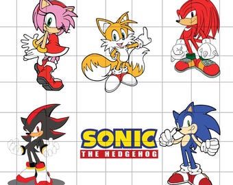 Paquete de Sonic the Hedgehog SVG, cara de Sonic SVG, personajes de Sonic SVG, SVG en capas, Cricut, archivo de corte vectorial de silueta