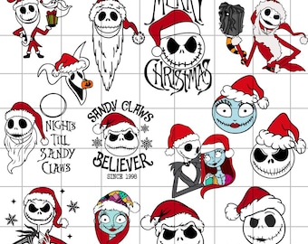 Christmas Jack Skellington Svg Bundle, Santa Hat Sally Png, Merry Christmas Nightmare Clipart
