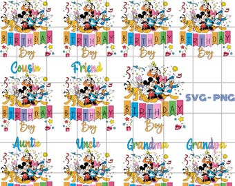 Family Matching Birthday Boy Svg Bundle, Cute Mouse Birthday Svg Digital File, Dis ney Family Birthday Png, Birthday Boy Svg, Svg For Cricut