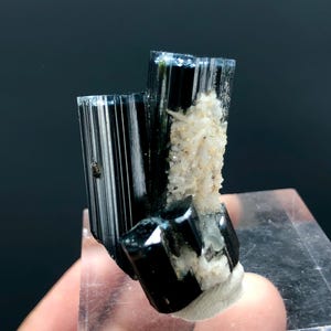 Collectors Choice Blue Cap Tourmaline Crystal Combine Albite , Tourmaline Specimen - 17 Gram