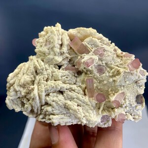 Natural Pink Tourmaline Crystal Bunch Combine Tantalite on Matrix Tourmaline Specimen