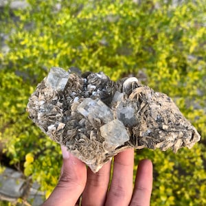 Natural Sky Blue Color Aquamarine Crystals with Muscovite Mica , Raw Aquamarine Specimen From Nagar Valley Pakistan