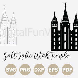 Salt Lake City Temple, Utah LDS Temple SVG, Laser cut files, Temples Silhouette, Religious Vector, Cricut, Png and Dxf Digital Download