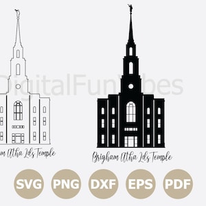 Templo SUD de Brigham City, Utah, SVG, archivos de corte Svg de templos SUD, silueta de templos, vector, Cricut, PNG y descarga digital Dfx