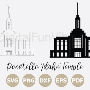 Pocatello Idaho LDS Temple SVG, LDS Temples Cricut files, Temples Silhouette, Religious Vector, printable, Png, Dxf, clipart Digital file