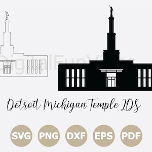 Detroit Michigan LDS Temple SVG, LDS Temples Svg cut files, Temples Silhouette, Religious Vector, Cricut, Png and Dfx Digital Download
