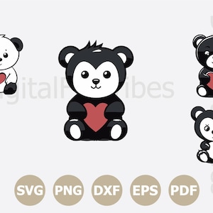 Cute Teddy Bear SVG Bundle, Bear With Heart, Baby shower Heart Teddy Bear Cut file Cricut, Silhouette, Animal lover Png dfx Digital Download