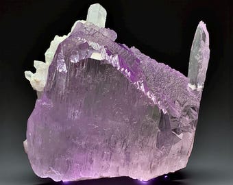 Raro cristallo di kunzite con quarzo / campione minerale di spodumene afghano