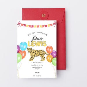 Bearbeitbare Geburtstagseinladungsvorlage | Bunte Partykarte für Jungen & Mädchen | Sofortdownload | Canva Printable einladen.