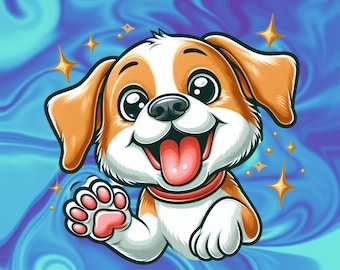 Cartoon Puppy Clipart | Happy Dog Illustration (Digital Download)