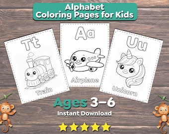 ABC Coloring Book for Kids, Alphabet Learning Pages (PDF Download A4/Letter Size)