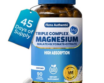 Triple Magnesium Complex 300mg | Glycinate Malate Citrate | Sleep Stress Muscle Support (90 Capsules)