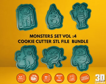 Monster Cookie Cutter STL File Bundle: Halloween Cookie Stamp (Digital Download)