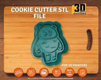 Chubby Monster Cookie Cutter STL, Biscuit Embosser (Digital Download)