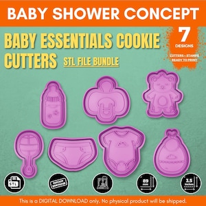 Baby Shower Cookie Cutter Set STL Files Bundle - Newborn & Gender Reveal Party 3D Printable Cutters