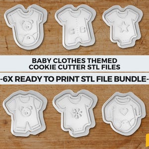 Baby Clothes Cookie Cutter STL Bundle, 3D Printable Ready to Print Stl File, baby shower cutters, onesie cookie, newborn stamp set