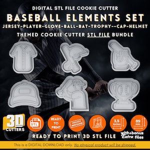 Baseball Cookie Cutter STL Bundle: Sports Theme (Digital Download)