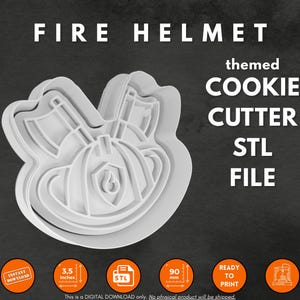 Fire Helmet Cutter, Fire Axe Stamp, Firefighter Cookie, 3D Printable Cookie Cutter, Rescue Theme Baking Tool, Birthday Party Treats