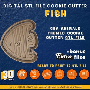 Fisch-Ausstechform Stempel STL-Datei: Meerestiermotiv (Digitaler Download)