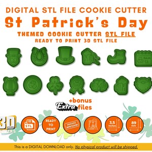 St. Patrick&#39;s Day Cookie Cutter 3D STL File Bundle (Digital Download)