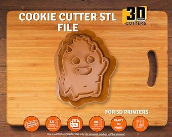 Happy Horned Monster Cookie Cutter & Stamp STL (Digital Download)