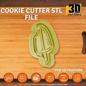 Digital Download STL, Cookie Cutter STL, Ice Cream Cutter, 3D Printable Popsicle Stamp, Summer Treat Embosser Tool, Fun Dessert Baking File