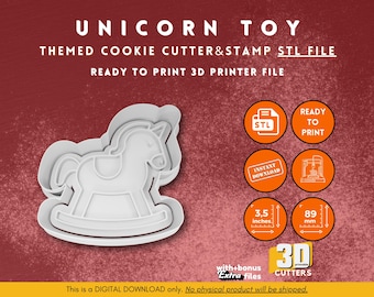 Cortador de galletas de unicornio y caballo balancín (archivo STL): Diseño para impresión 3D (descarga digital)