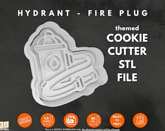 Feuer Hydrant Cookie Cutter STL Datei: 3D Printable Backen (Digitaler Download)