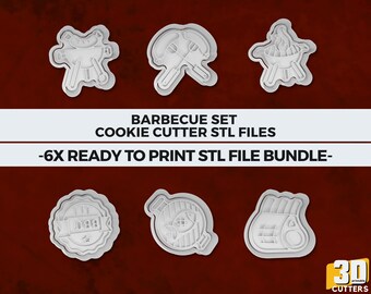 Set de cortadores de galletas STL para parrilla de barbacoa: Diseños para barbacoas de verano (descarga digital)