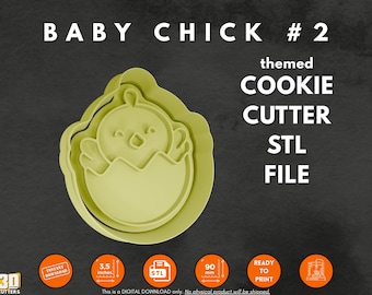 Archivo STL de cortador de galletas de pollito: Diseño de huevo para incubar (descarga digital)