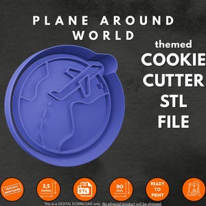Airplane Globe Cookie Cutter STL File: Travel Theme Baking Tool