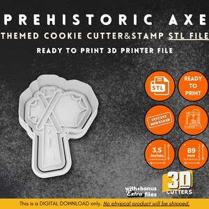 Prehistorische bijlkoekjesvorm STL: ontwerp uit steentijd (digitale download)