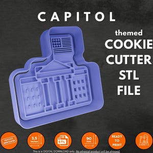 Capitol Building Cookie Cutter & Stamp STL File: Patriotic Baking (Digital Download)
